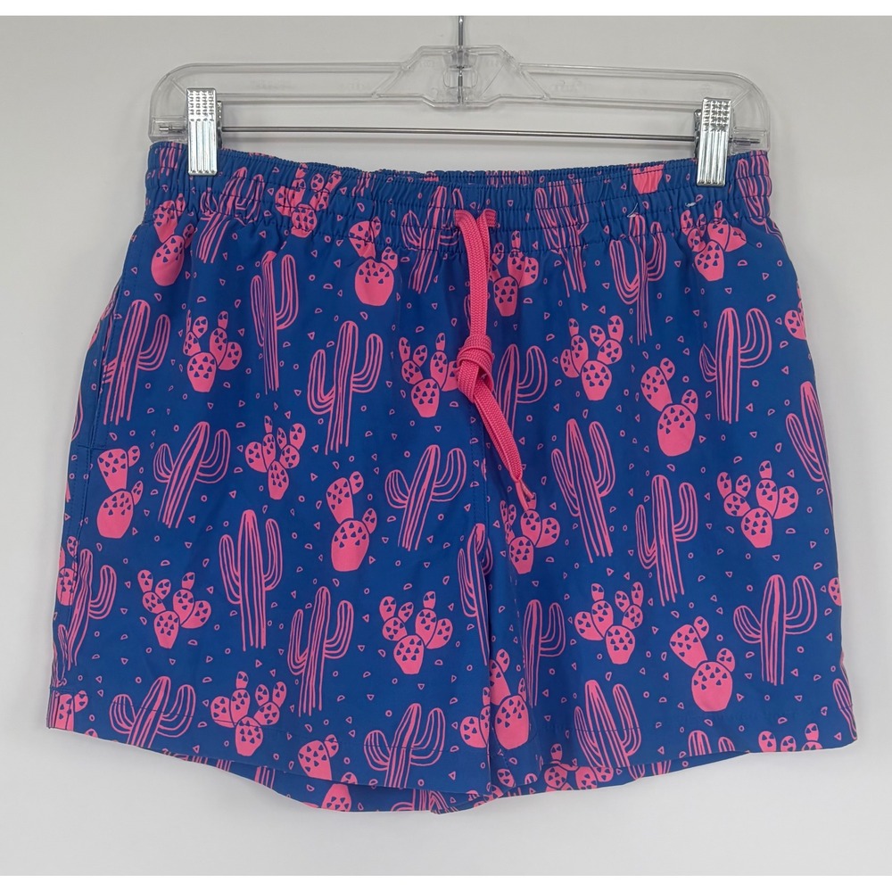 Chubbies Men Swim Trunk Blue Pink Cactu Print 5.5" Inseam Size Small Beach Short